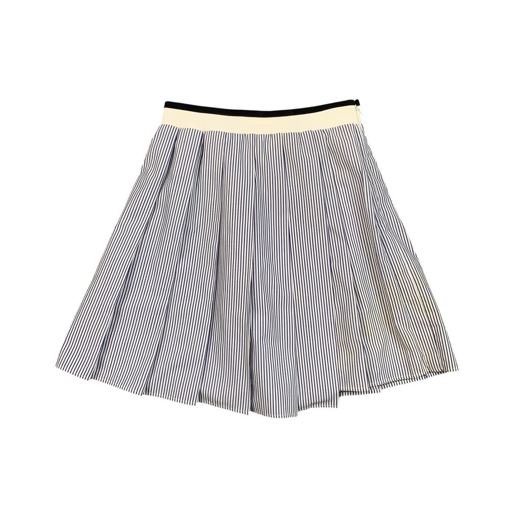 Uniqlo x JW Anderson Skirt Womens 2 White Blue Pleated Stripe Side Zip Tennis